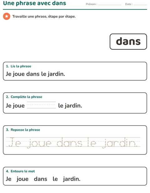 Aperçu de la fiche Mots-outils pour École maternelle (grande section, 5-7 ans)