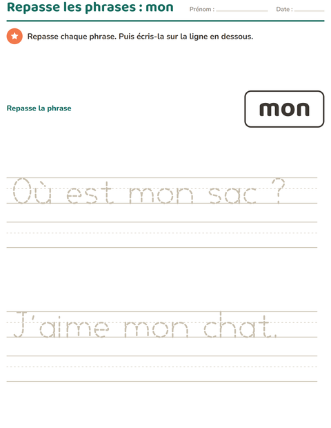 Aperçu de la fiche Mots-outils pour École maternelle (grande section, 5-7 ans)