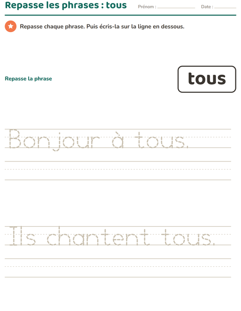 Aperçu de la fiche Mots-outils pour École maternelle (grande section, 5-7 ans)