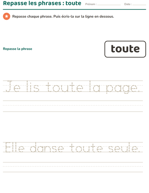 Aperçu de la fiche Mots-outils pour École maternelle (grande section, 5-7 ans)