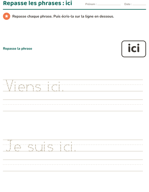Aperçu de la fiche Mots-outils pour École maternelle (grande section, 5-7 ans)