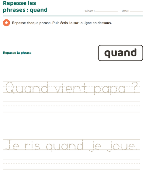 Aperçu de la fiche Mots-outils pour École maternelle (grande section, 5-7 ans)