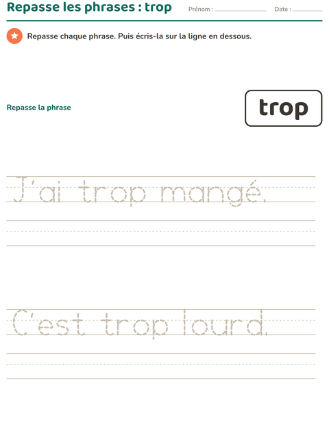 Aperçu de la fiche Mots-outils pour École maternelle (grande section, 5-7 ans)