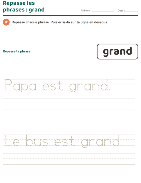 Aperçu de la fiche Mots-outils pour École maternelle (grande section, 5-7 ans)