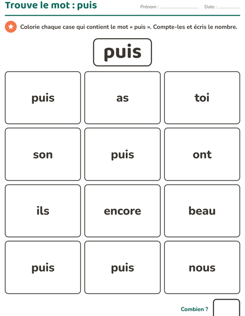 Aperçu de la fiche Mots-outils pour École maternelle (grande section, 5-7 ans)