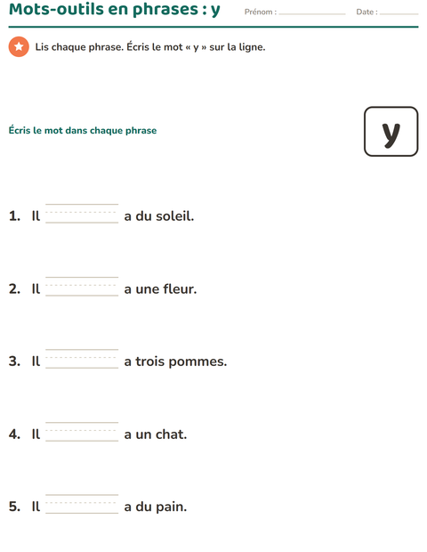 Aperçu de la fiche Mots-outils pour École maternelle (grande section, 5-7 ans)