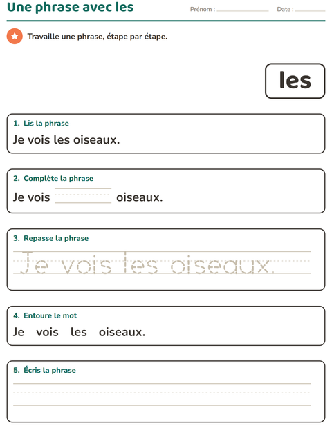 Aperçu de la fiche Mots-outils pour École maternelle (grande section, 5-7 ans)