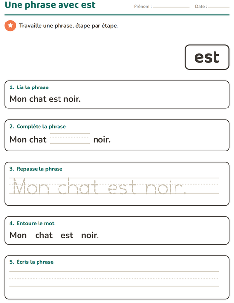 Aperçu de la fiche Mots-outils pour École maternelle (grande section, 5-7 ans)