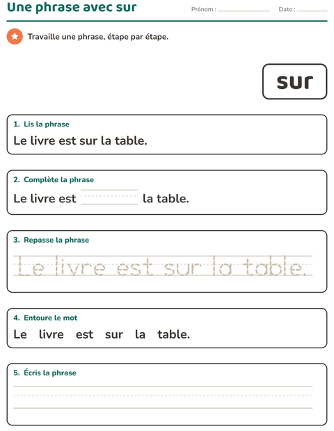 Aperçu de la fiche Mots-outils pour École maternelle (grande section, 5-7 ans)