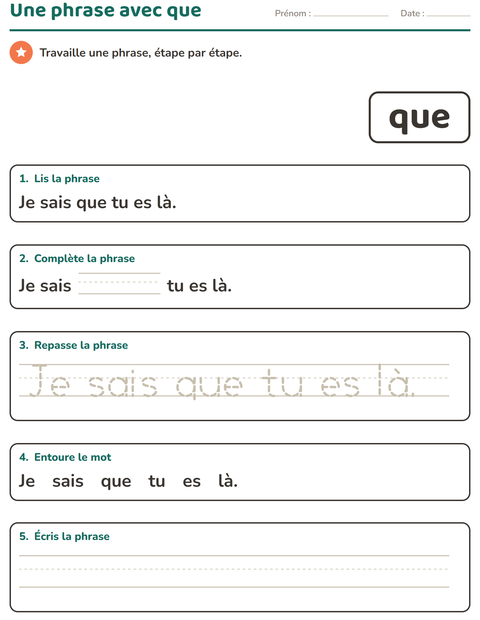 Aperçu de la fiche Mots-outils pour École maternelle (grande section, 5-7 ans)