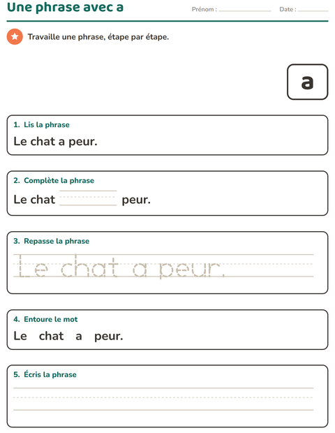 Aperçu de la fiche Mots-outils pour École maternelle (grande section, 5-7 ans)