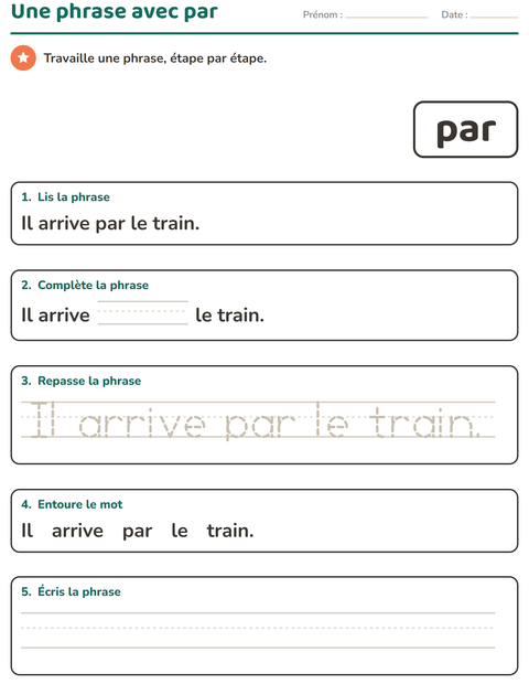 Aperçu de la fiche Mots-outils pour École maternelle (grande section, 5-7 ans)