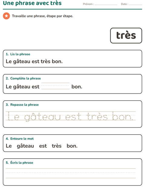 Aperçu de la fiche Mots-outils pour École maternelle (grande section, 5-7 ans)