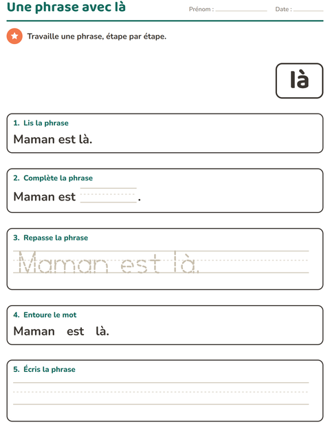Aperçu de la fiche Mots-outils pour École maternelle (grande section, 5-7 ans)