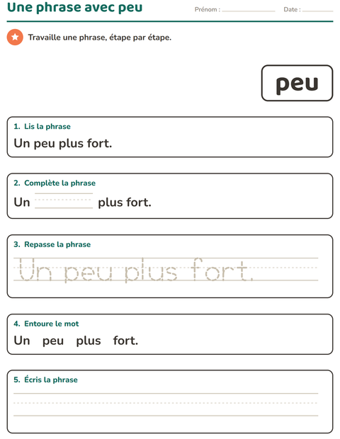 Aperçu de la fiche Mots-outils pour École maternelle (grande section, 5-7 ans)