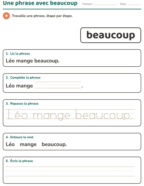 Aperçu de la fiche Mots-outils pour École maternelle (grande section, 5-7 ans)