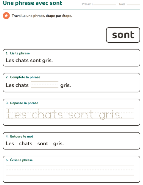 Aperçu de la fiche Mots-outils pour École maternelle (grande section, 5-7 ans)