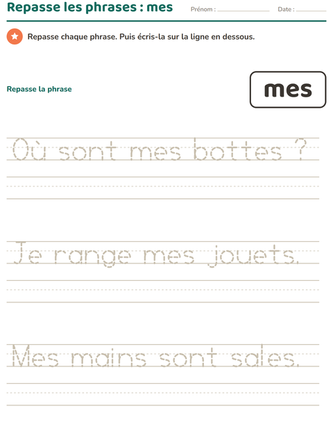 Aperçu de la fiche Mots-outils pour École maternelle (grande section, 5-7 ans)
