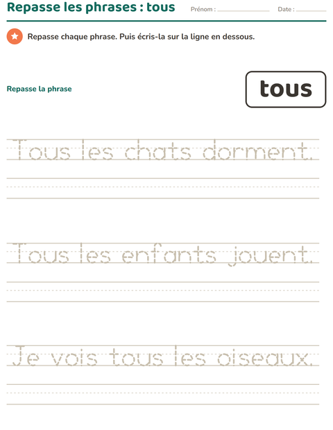 Aperçu de la fiche Mots-outils pour École maternelle (grande section, 5-7 ans)