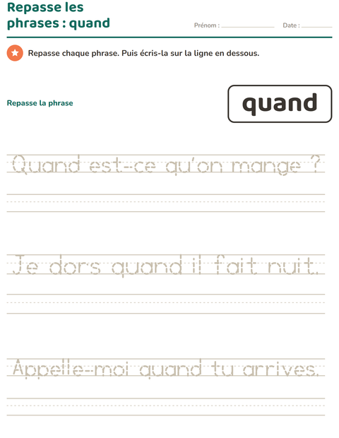Aperçu de la fiche Mots-outils pour École maternelle (grande section, 5-7 ans)
