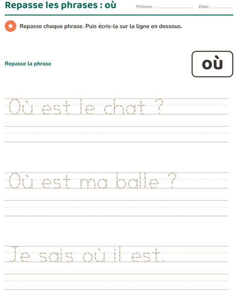 Aperçu de la fiche Mots-outils pour École maternelle (grande section, 5-7 ans)