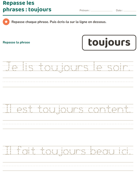 Aperçu de la fiche Mots-outils pour École maternelle (grande section, 5-7 ans)