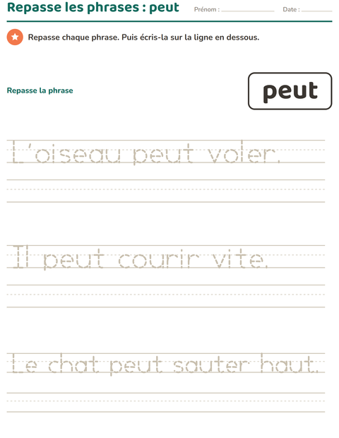 Aperçu de la fiche Mots-outils pour École maternelle (grande section, 5-7 ans)