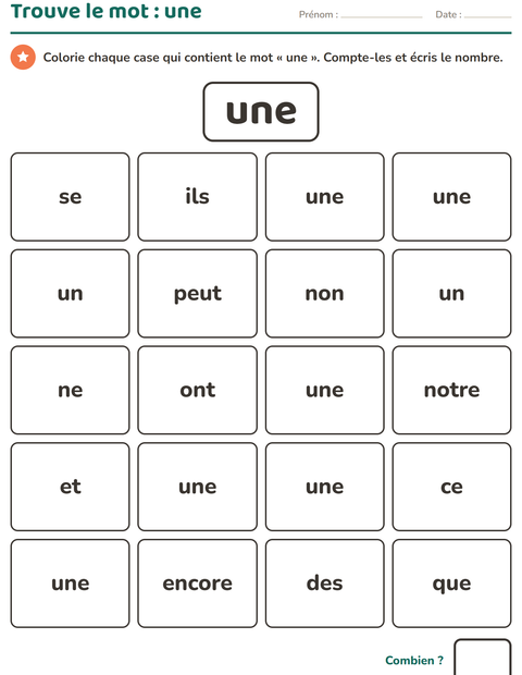 Aperçu de la fiche Mots-outils pour École maternelle (grande section, 5-7 ans)