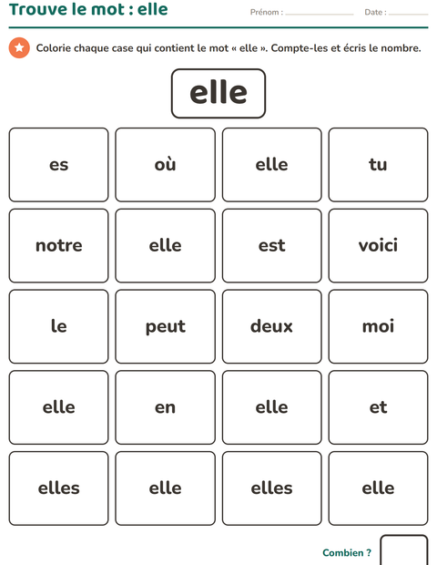 Aperçu de la fiche Mots-outils pour École maternelle (grande section, 5-7 ans)
