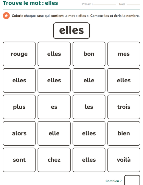 Aperçu de la fiche Mots-outils pour École maternelle (grande section, 5-7 ans)