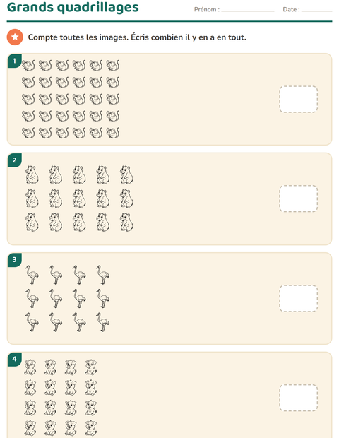 Aperçu de la fiche Multiplication en réseaux avec Animaux NB pour CE2 (cours élémentaire 2)