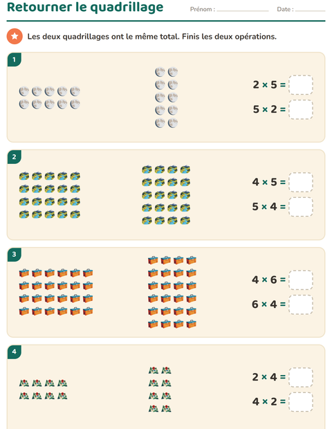 Aperçu de la fiche Multiplication en réseaux avec Camping pour CE2 (cours élémentaire 2)
