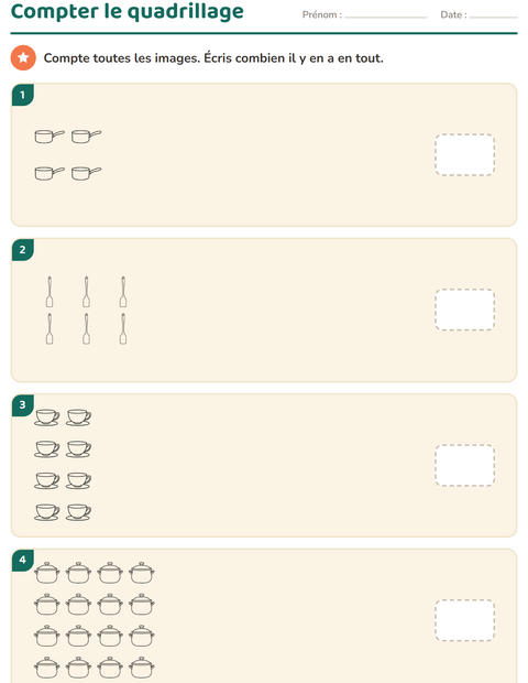 Aperçu de la fiche Multiplication en réseaux avec Cuisine NB pour École maternelle (grande section, 5-7 ans)
