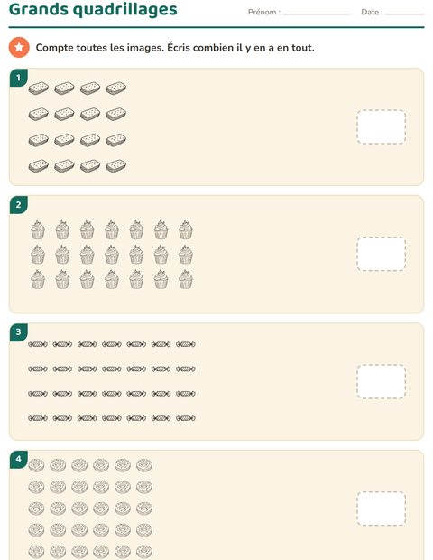 Aperçu de la fiche Multiplication en réseaux avec Dessert (N&B) pour CE2 (cours élémentaire 2)