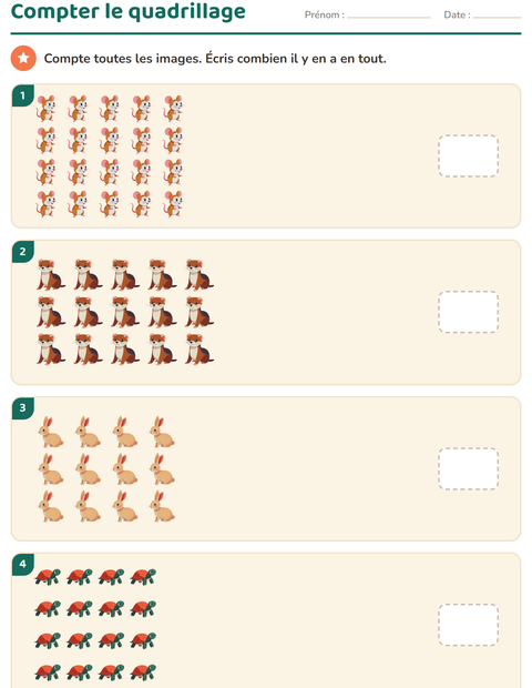 Aperçu de la fiche Multiplication en réseaux avec Animaux de compagnie pour École maternelle (grande section, 5-7 ans)