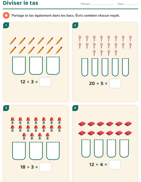 Aperçu de la fiche Multiplication en réseaux avec Autour de la maison pour CE2 (cours élémentaire 2)