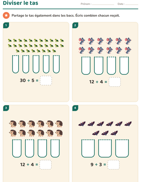 Aperçu de la fiche Multiplication en réseaux avec Créatures de la forêt pour CE2 (cours élémentaire 2)