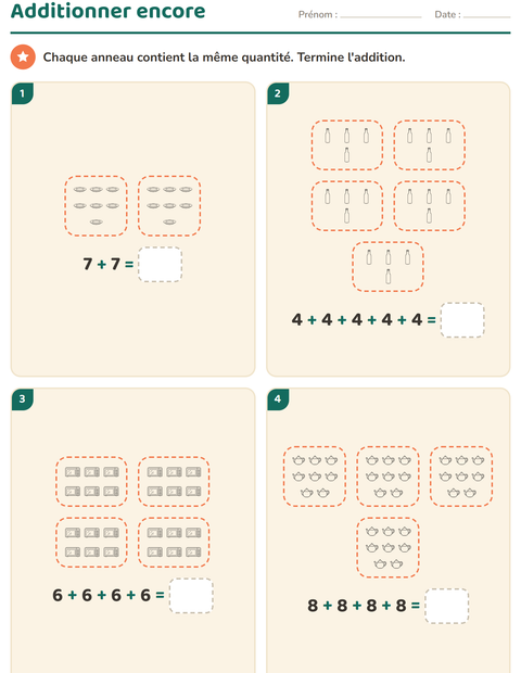 Aperçu de la fiche Multiplication en réseaux avec Cuisine NB pour CE1 (cours élémentaire 1)
