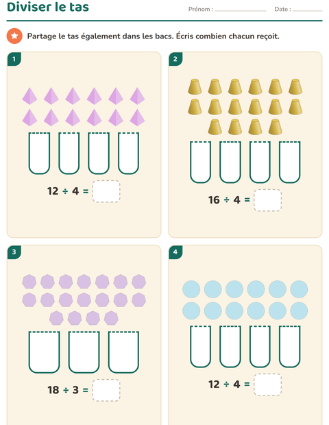 Aperçu de la fiche Multiplication en réseaux avec Formes pour CE2 (cours élémentaire 2)