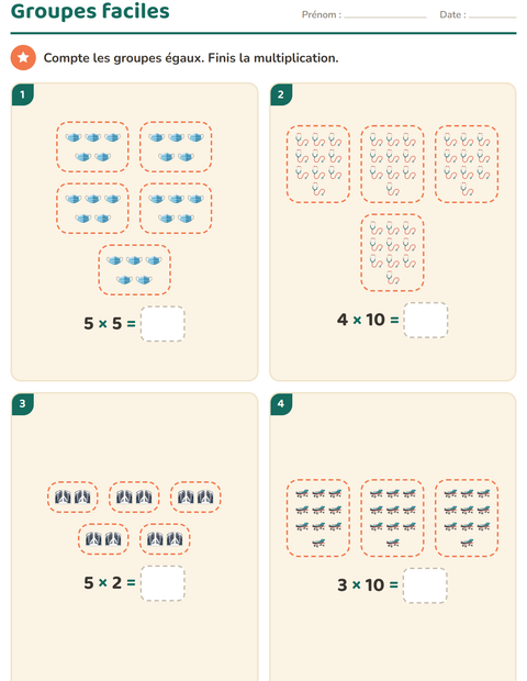 Aperçu de la fiche Multiplication en réseaux avec Hôpital pour CE1 (cours élémentaire 1)