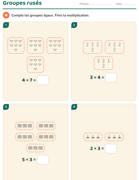 Aperçu de la fiche Multiplication en réseaux avec Maison NB pour CE2 (cours élémentaire 2)
