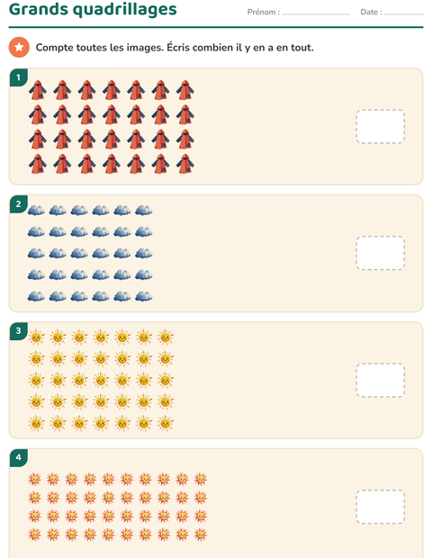 Aperçu de la fiche Multiplication en réseaux avec Météo pour CE2 (cours élémentaire 2)