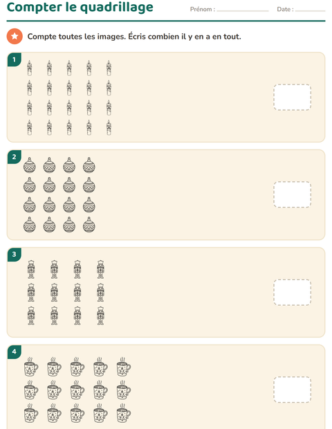 Aperçu de la fiche Multiplication en réseaux avec Noël N&B 2 pour École maternelle (grande section, 5-7 ans)