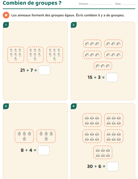Aperçu de la fiche Multiplication en réseaux avec Nourriture NB pour CE1 (cours élémentaire 1)
