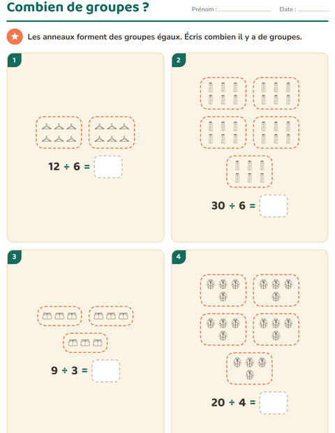 Aperçu de la fiche Multiplication en réseaux avec Objets NB pour CE1 (cours élémentaire 1)