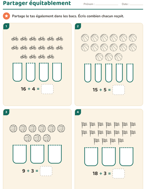 Aperçu de la fiche Multiplication en réseaux avec Sports NB pour CE1 (cours élémentaire 1)