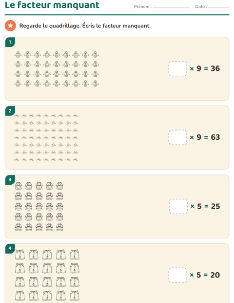 Aperçu de la fiche Multiplication en réseaux avec Vêtements NB pour CE2 (cours élémentaire 2)