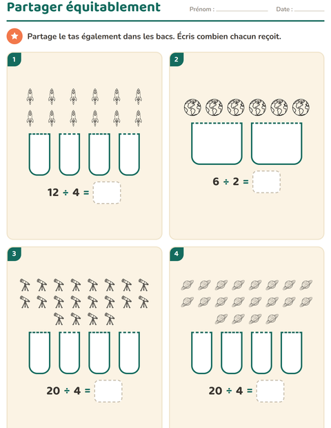 Aperçu de la fiche Multiplication en réseaux avec Espace NB pour CE1 (cours élémentaire 1)