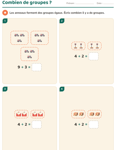 Aperçu de la fiche Multiplication en réseaux avec Bureau de poste pour CE1 (cours élémentaire 1)