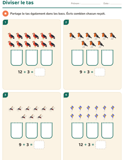 Aperçu de la fiche Multiplication en réseaux avec Choses qui volent pour CE2 (cours élémentaire 2)
